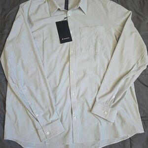 Lululemon Men's Subtle Striped Button Down Shirt - White and Gray